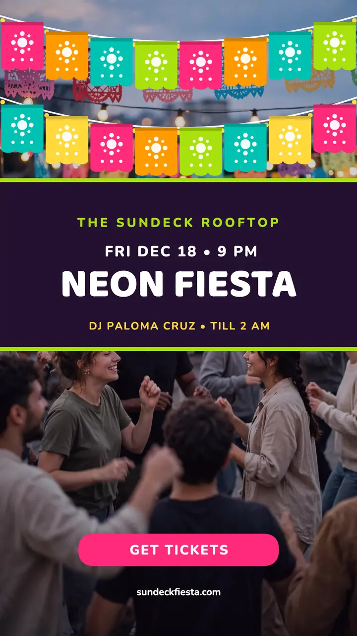 Neon Fiesta rooftop DJ story template