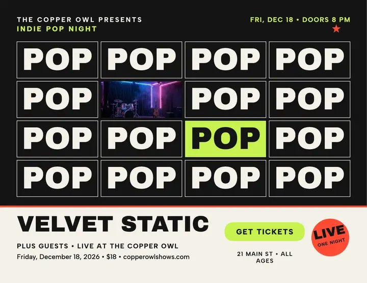 Velvet Static indie pop night flyer template