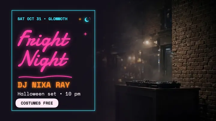 Glowmoth Halloween DJ night thumbnail template