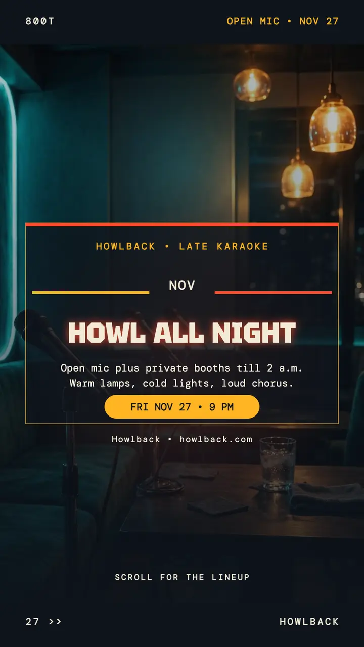 Howlback late-night karaoke story template