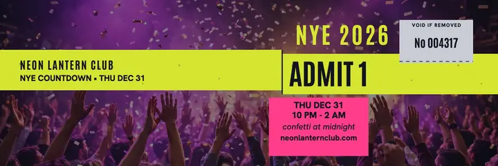 Neon Lantern Club NYE wristband header template