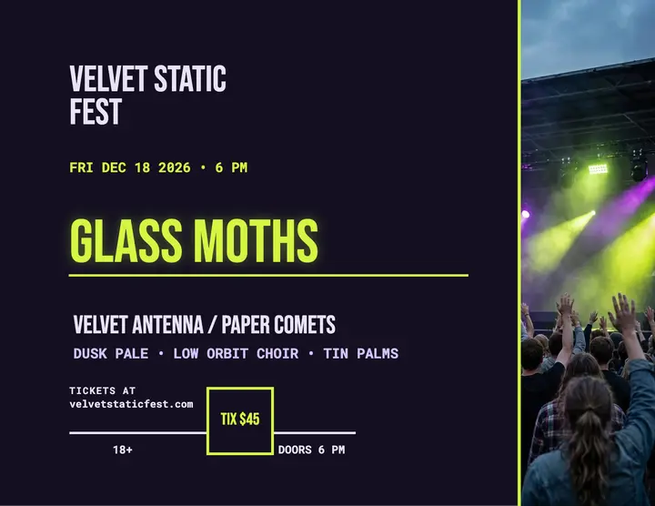 Velvet Static Fest dusk lineup flyer template
