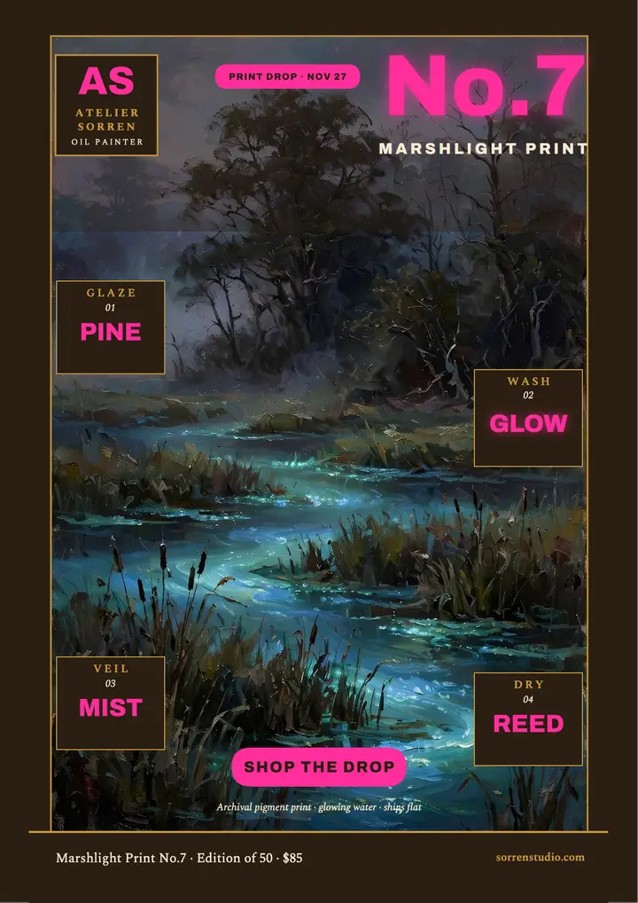 Atelier Sorren marsh print drop flyer template