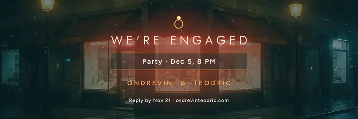 Ondrevin and Teodric engagement night party header template