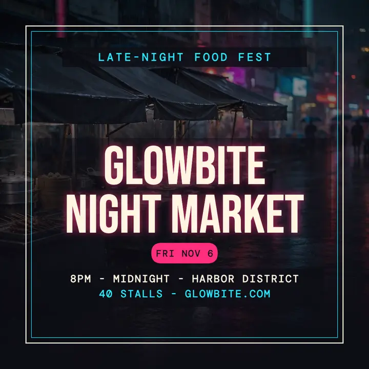 Glowbite night market neon post template