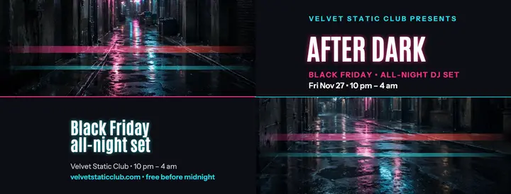 Velvet Static Club after dark cover template