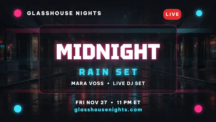 Glasshouse late-night DJ set thumbnail template