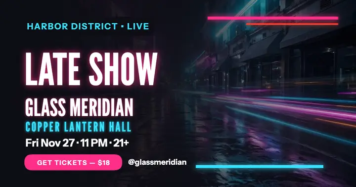 Glass Meridian late show neon post template