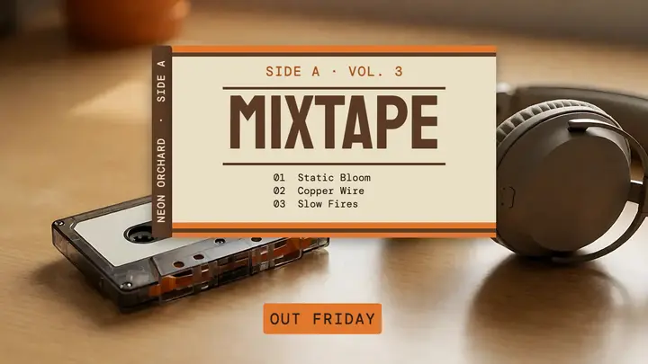Cassette J-card mixtape drop template