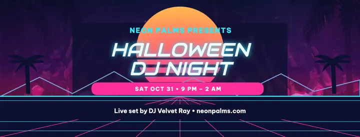 Neon Palms Halloween DJ night cover: halloween dj night cover template
