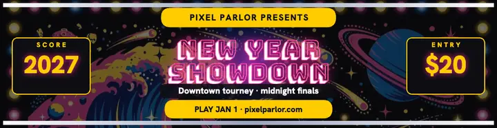 Pixel Parlor New Year Showdown billboard template