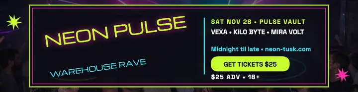 Neon Pulse warehouse rave billboard template