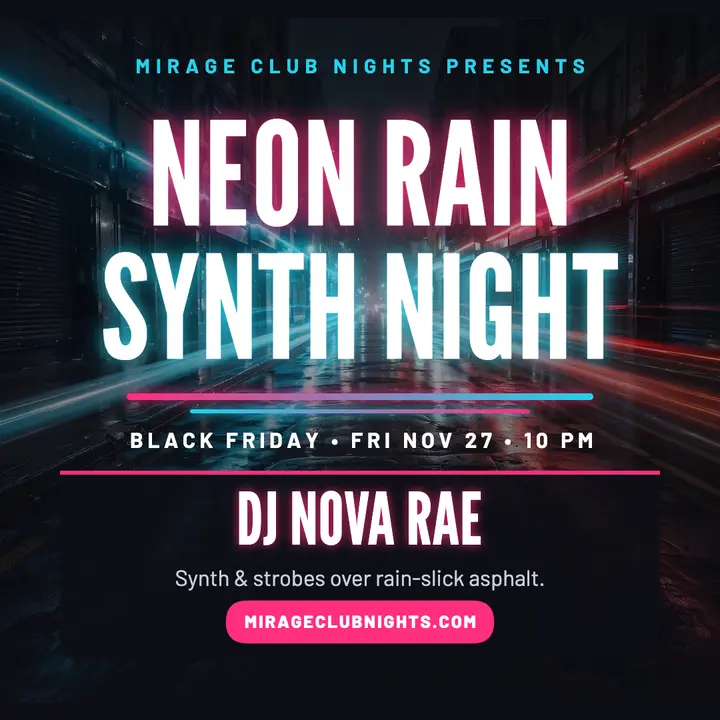 Mirage neon rain synth night post template