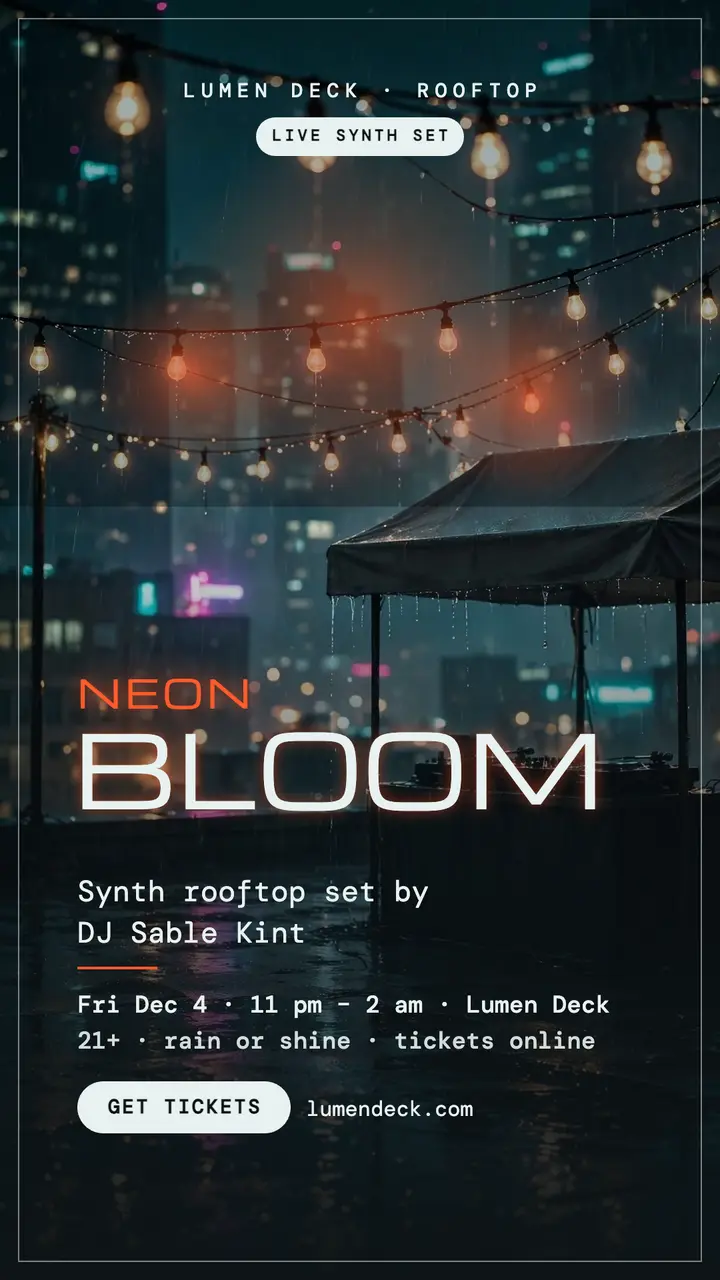 Lumen Deck Neon Bloom rooftop story template