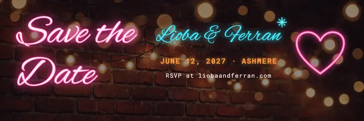 Lioba and Ferran neon save the date header template