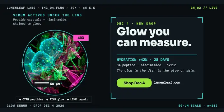 Lumenleaf glow serum launch post template