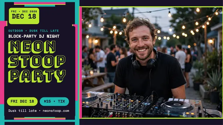Neon Stoop Party DJ night thumbnail template