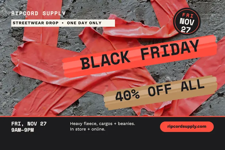 Ripcord Black Friday tape postcard template