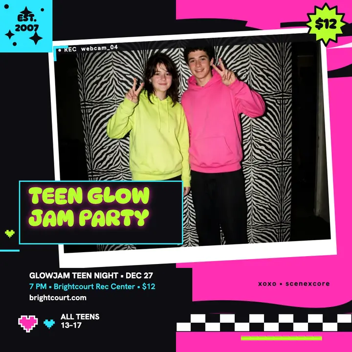 Glowjam teen dance night scene post template