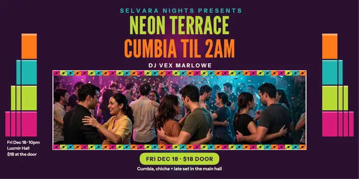 Neon Terrace cumbia night party post template