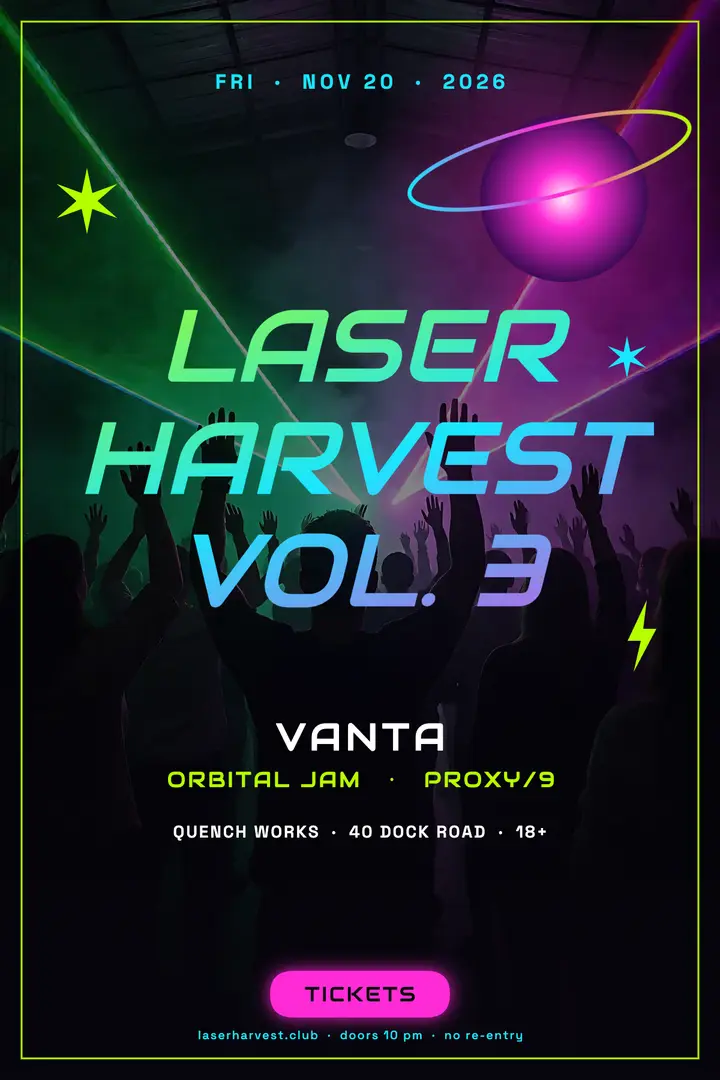 Laser Harvest Vol. 3 warehouse rave poster template