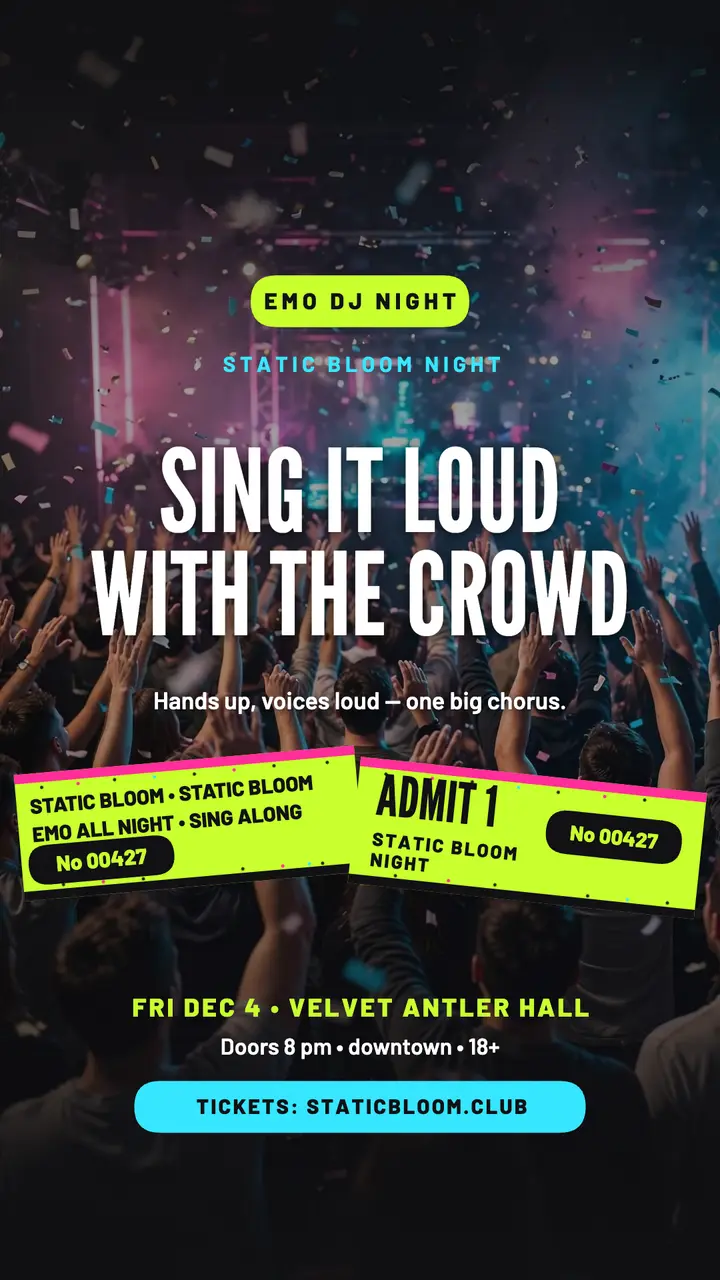 Static Bloom emo DJ night wristband story template