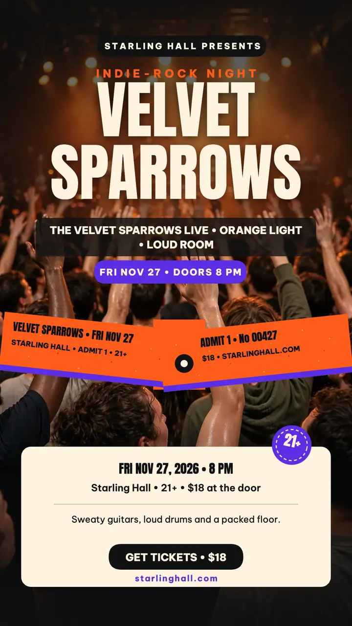 Velvet Sparrows gig wristband story template