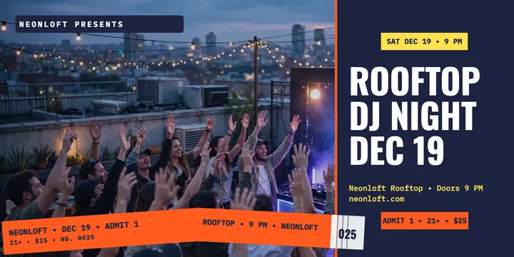 Neonloft rooftop DJ night wristband post template