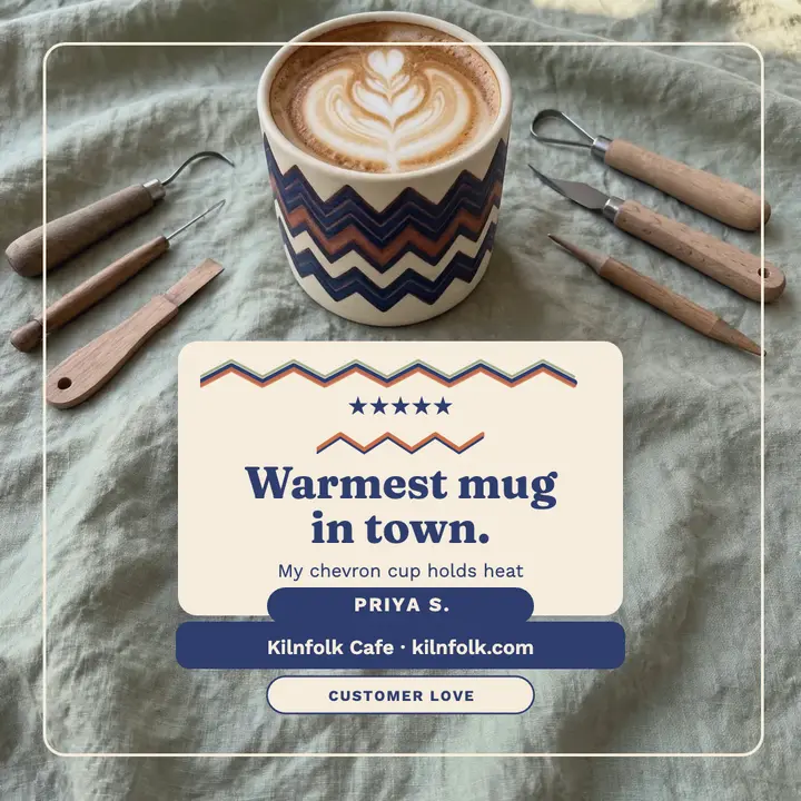 Kilnfolk chevron cup review post: ceramics cafe review post template