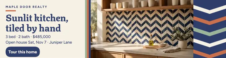Juniper Lane hand-tiled kitchen billboard: kitchen listing billboard template