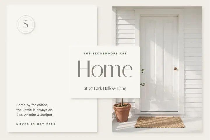 The Sedgemoors are home moving postcard template