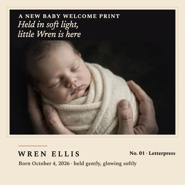 Wren Ellis newborn glow print template