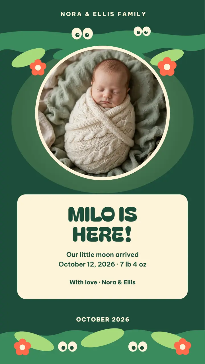 Milo moon jungle baby story template