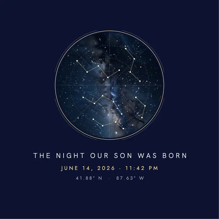 New baby star map keepsake square post template