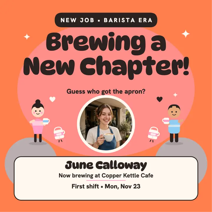 June's barista era new job post template