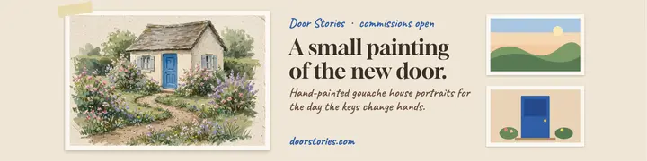 Door Stories gouache house portrait banner: house portrait etsy banner template