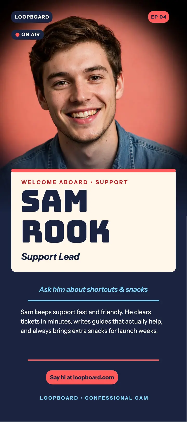 Loopboard new hire spotlight card template