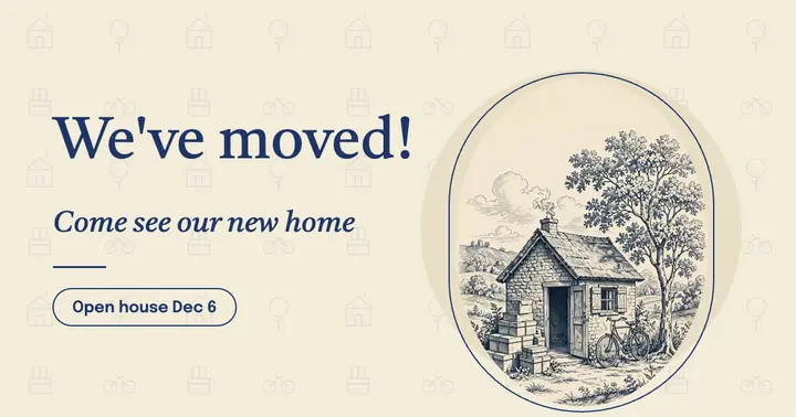 We've moved announcement, modern toile post template