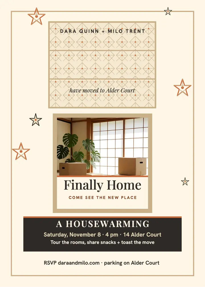 New home shoji gathering invitation template
