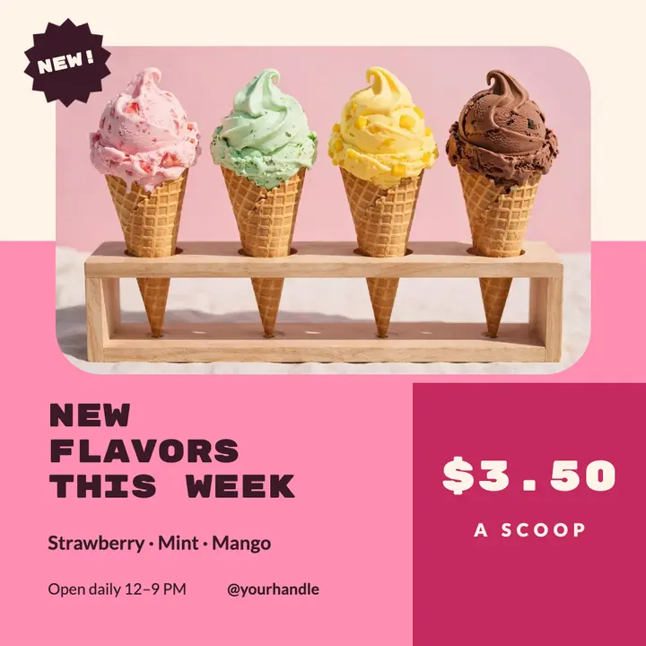 New ice cream flavors post template