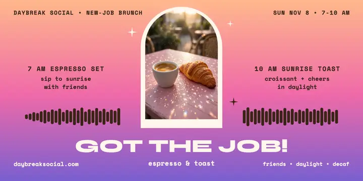 Daybreak Social new-job coffee rave post template