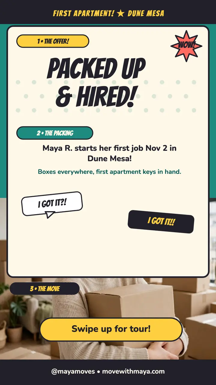 Maya's first job move comic story: first job move story template