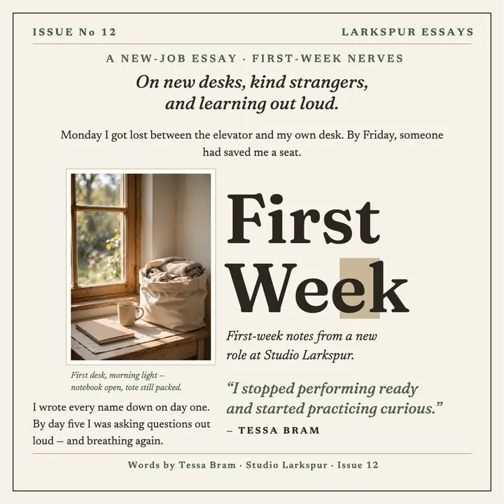 New job first week essay, Larkspur template
