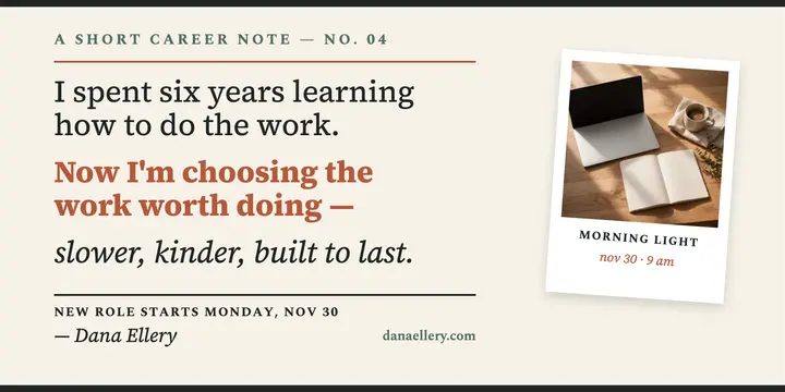Dana Ellery new job manifesto post: new job announcement template