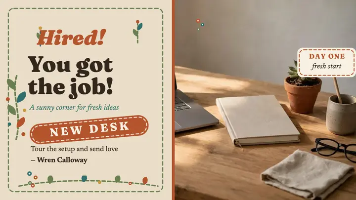 Stitched new job congratulations thumbnail template