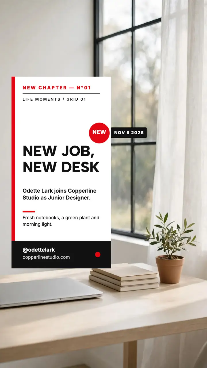 Odette Lark new job Swiss story template
