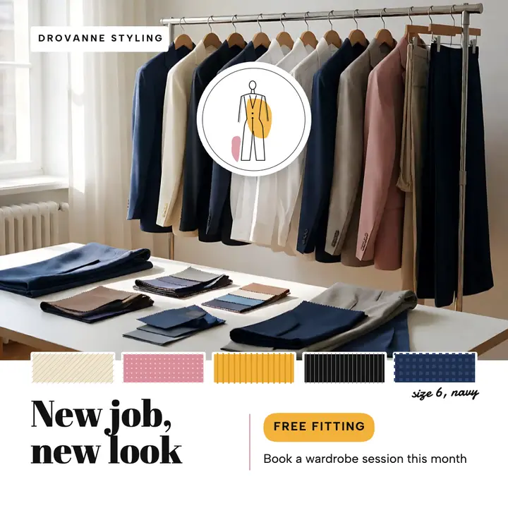 New job, new look styling post, fashion croquis: new job wardrobe styling post template