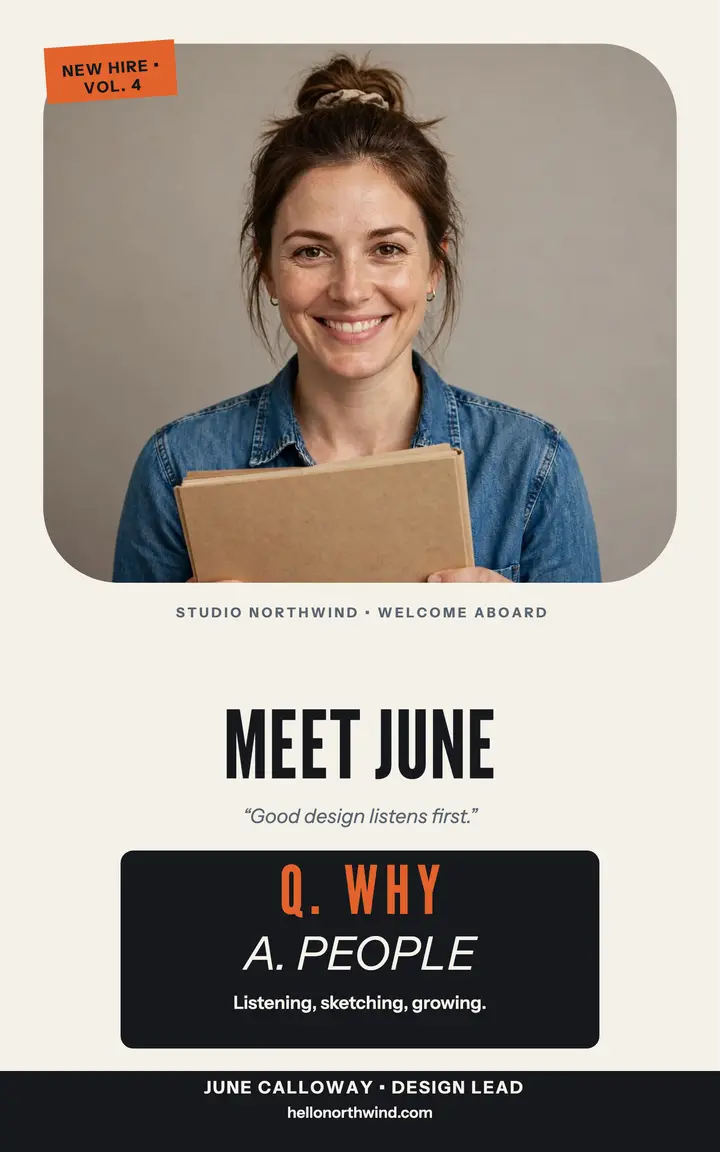June design lead welcome Q&A handbook cover template