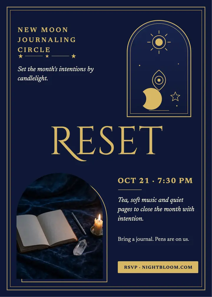 Nightbloom new moon journaling circle template