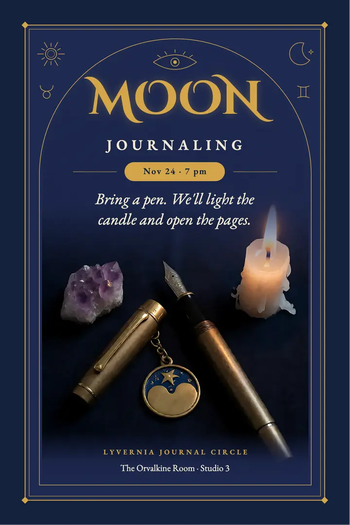 New moon journaling circle mystic tarot poster template